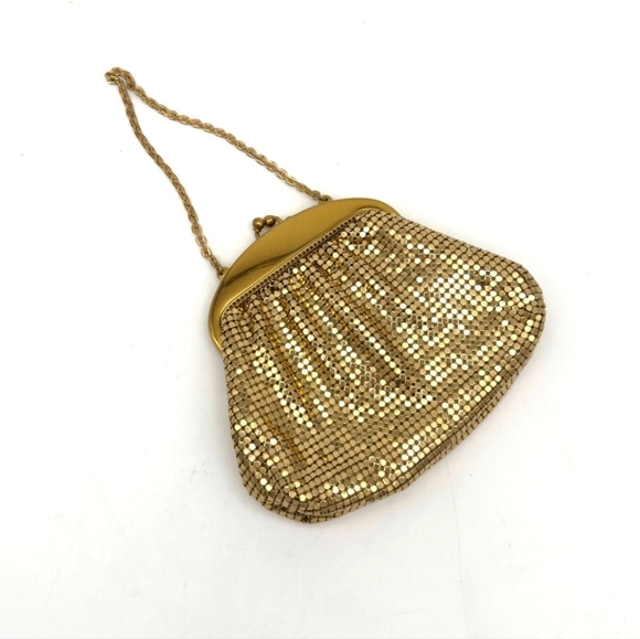 Vintage Gold Chain Mesh Handbag Satin Lining Whiting & Davis Co